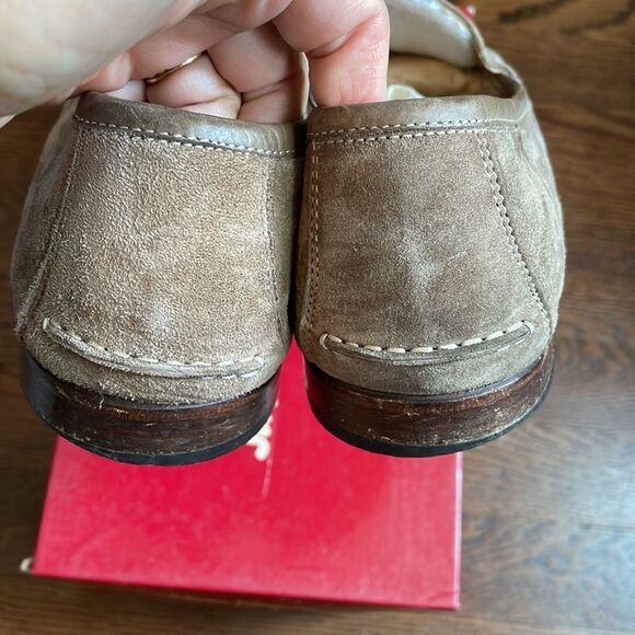 Vtg Salvatore Ferragamo “Persus”taupe suede calf slip on loafers / Original box - Picture 4 of 11